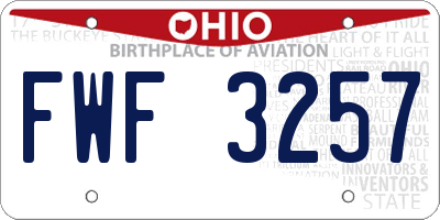 OH license plate FWF3257