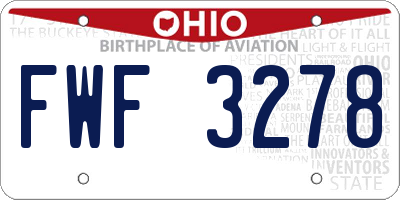 OH license plate FWF3278