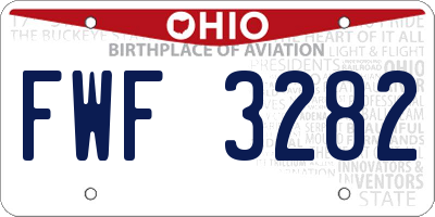 OH license plate FWF3282