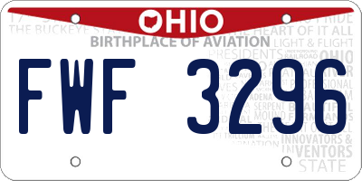OH license plate FWF3296