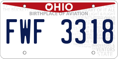 OH license plate FWF3318