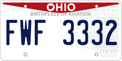OH license plate FWF3332