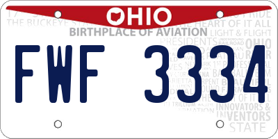 OH license plate FWF3334