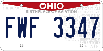 OH license plate FWF3347