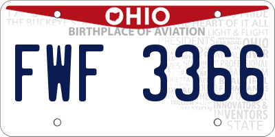 OH license plate FWF3366