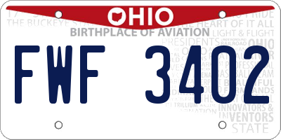 OH license plate FWF3402