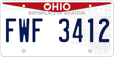 OH license plate FWF3412