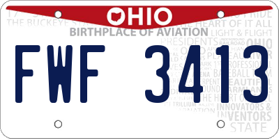 OH license plate FWF3413