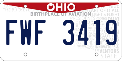 OH license plate FWF3419
