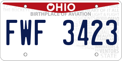OH license plate FWF3423