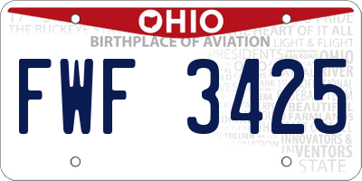 OH license plate FWF3425