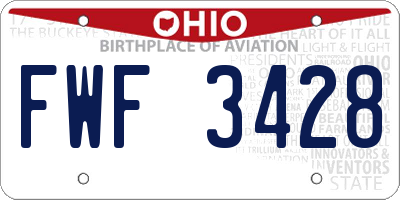 OH license plate FWF3428