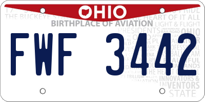 OH license plate FWF3442