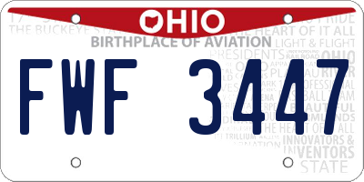 OH license plate FWF3447