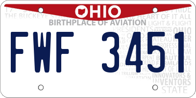 OH license plate FWF3451