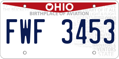 OH license plate FWF3453