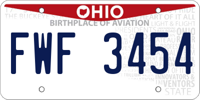 OH license plate FWF3454