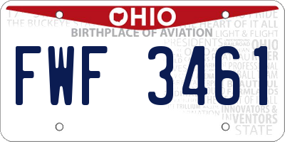 OH license plate FWF3461