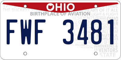 OH license plate FWF3481