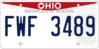 OH license plate FWF3489