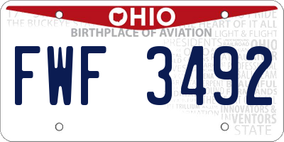 OH license plate FWF3492