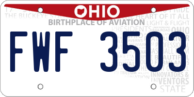 OH license plate FWF3503
