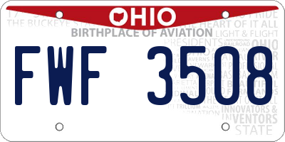 OH license plate FWF3508