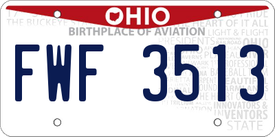 OH license plate FWF3513