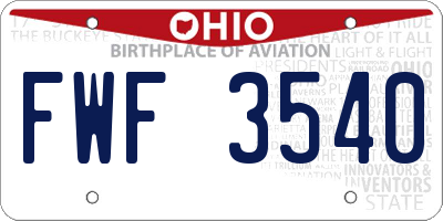 OH license plate FWF3540