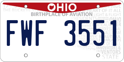 OH license plate FWF3551