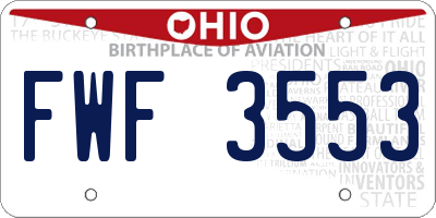 OH license plate FWF3553