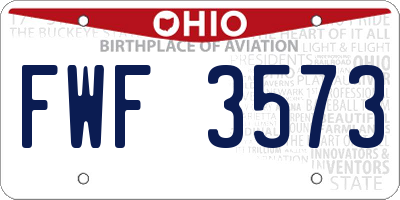 OH license plate FWF3573