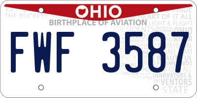 OH license plate FWF3587