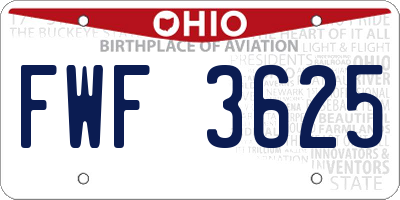 OH license plate FWF3625