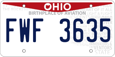 OH license plate FWF3635