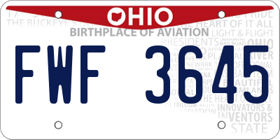 OH license plate FWF3645