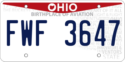 OH license plate FWF3647