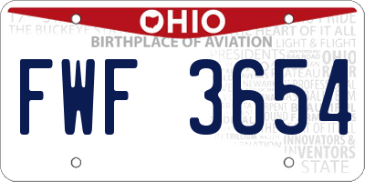 OH license plate FWF3654