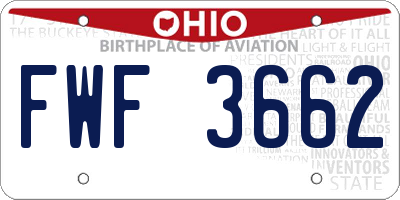 OH license plate FWF3662