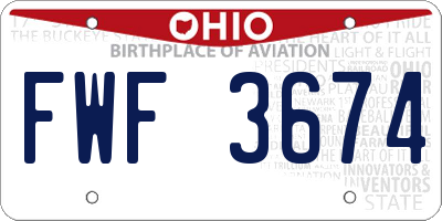 OH license plate FWF3674