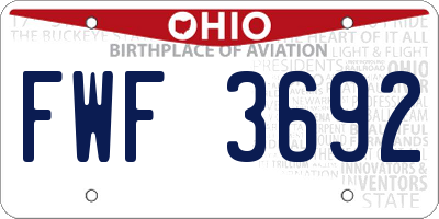 OH license plate FWF3692