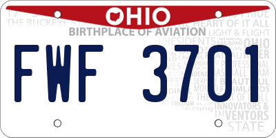 OH license plate FWF3701