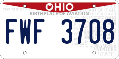 OH license plate FWF3708