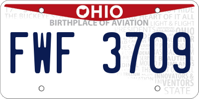OH license plate FWF3709