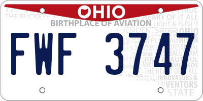 OH license plate FWF3747