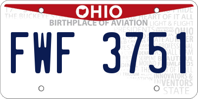 OH license plate FWF3751