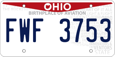 OH license plate FWF3753
