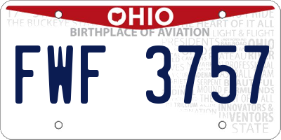 OH license plate FWF3757