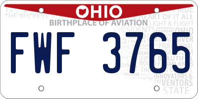 OH license plate FWF3765
