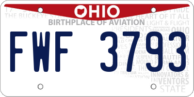 OH license plate FWF3793